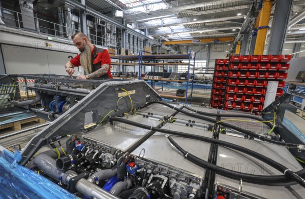 Herten, North Rhine-Westphalia, Germany, Cummins Hydrogenics fuel cell factory. An employee