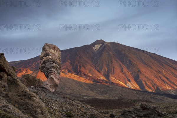 Panorama at sunrise on the Roque Chinchado, also known as the Stone Tree or Finger of God, landmark