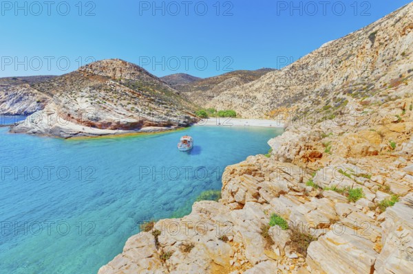 View of Livadaki bay, Folegandros Island, Cyclades Islands, Greece, Europe