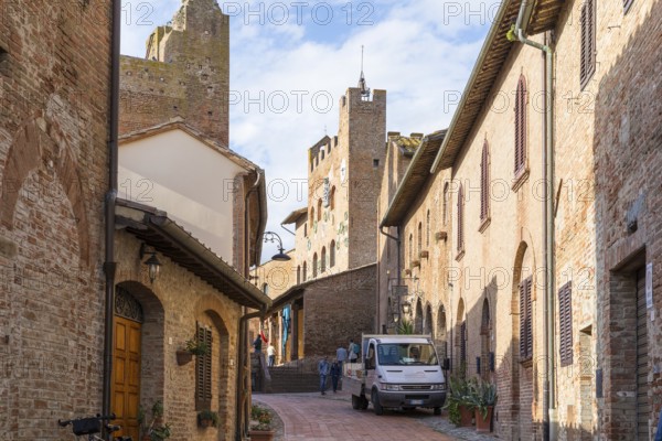 Via Rivellino and Palazzo Pretorio in the historic centre of Certaldo, Tuscany, Italy, Europe