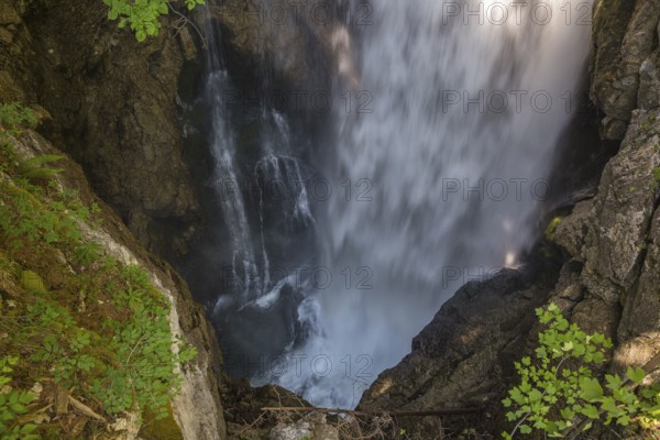 Flowing water of the Schwarzbach creek, Golling Waterfall, Golling an der Salzach