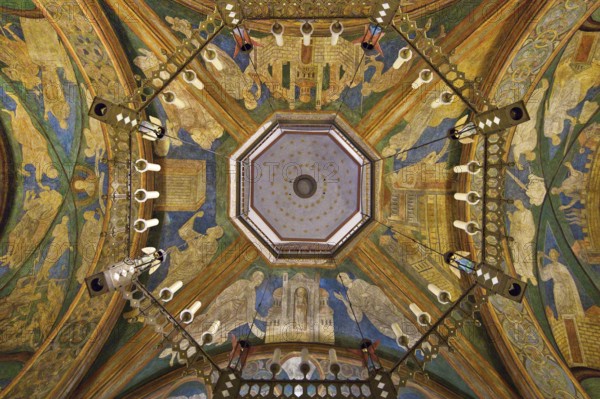 St. Maria and Clemens, view from the lower church through the opening to the ceiling of the upper