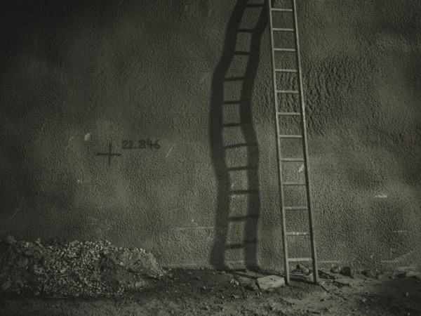 Ladder in a section of tunnel lined with shotcrete in construction lot H53, Brenner Base Tunnel,