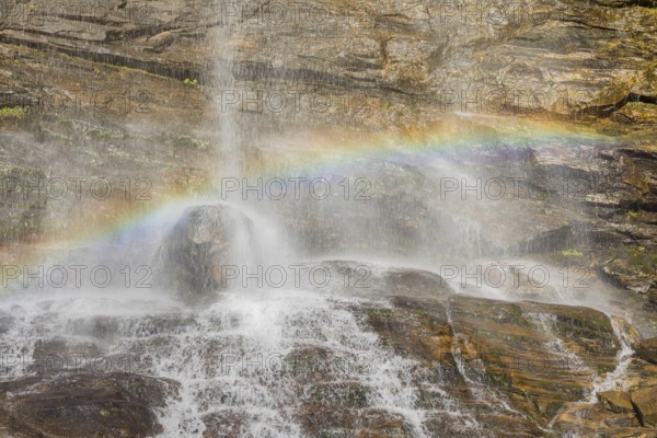 Rainbow. Melnikfall, a waterfall located at the Malta Hochalm road. Carithia, Austria, Europe