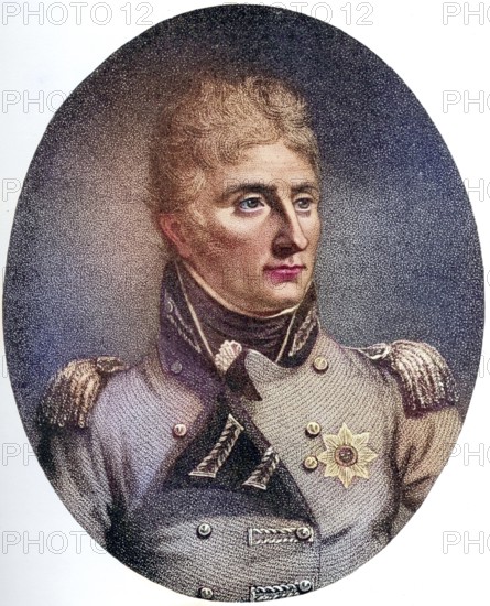 Sir John Moore, 1761-1809, British general. After a copper engraving based on a drawing by