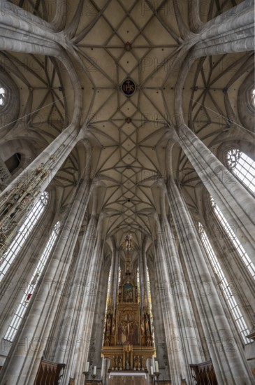 Vaults and high altar of the late Gothic church of St George, built between 1427 and 1505, church,