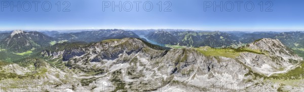 Aerial view, summit ridge of the Unnütz, behind Achensee and Seekarspitze, Unnütz crossing,