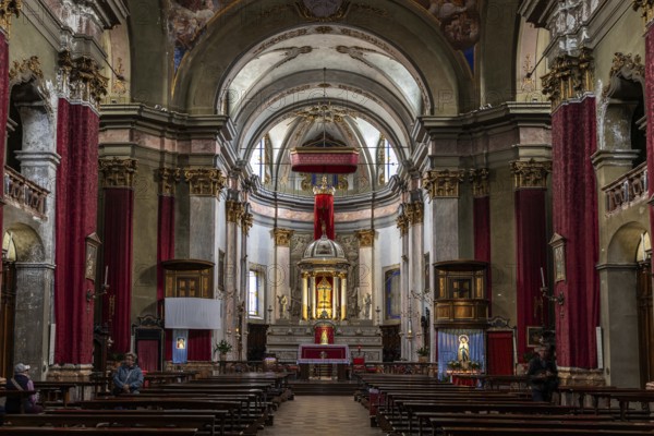 Catholic Church Collegiata di San Vittore, interior view, nave, Cannobio, Lake Maggiore, Province