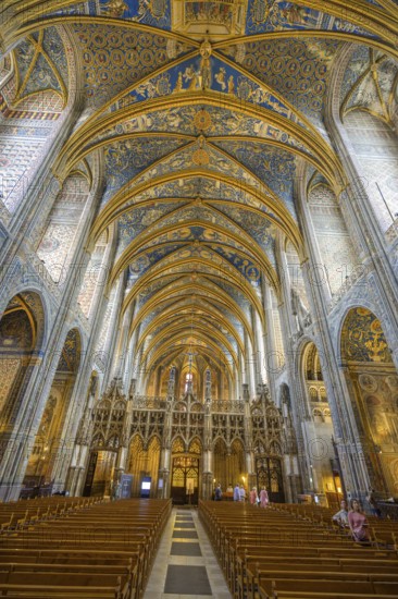 Ceiling fresco and rood screen in St Cecilia's Cathedral, Albi, Département Tarn, France, Europe