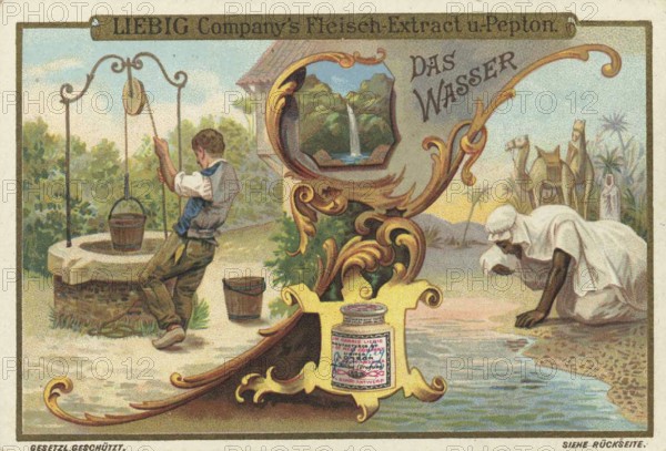 Picture series Drinks of the World, The Water, Liebig picture, digitally restored reproduction of a