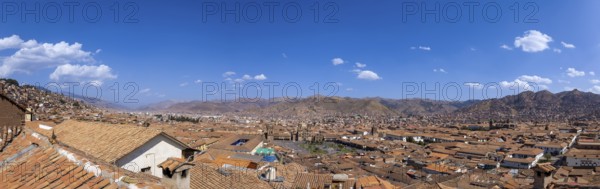 Peru. Scenic panoramic view of Cusco panoramic skyline from San Cristobal Viewpoint.