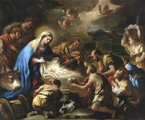 The Adoration of the Shepherds, painting by Luca Giordano (Italian, 1634-1705), historically,