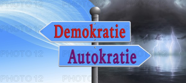 Symbolic image, democracy versus autocracy, US democracy in danger, EU and Germany under political