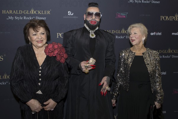 Harald Glööckler with Dr Theophana Princess of Saxony Duchess of Saxony (left) and Jutta Princess