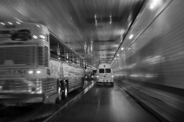 Evening rush hour in the Lincoln Tunnel, New York City, USA, North America