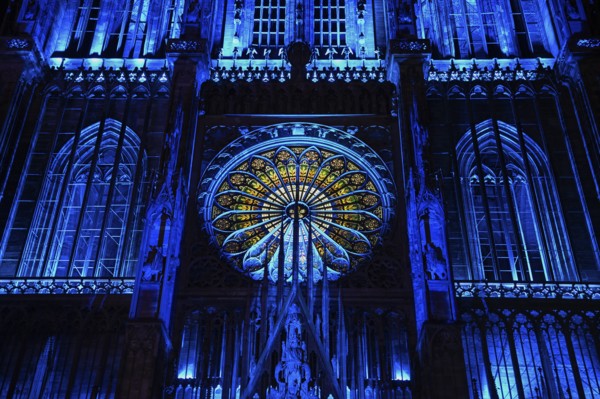 Illumination of the Cathédrale Notre Dame de Strasbourg, Strasbourg Cathedral, detail, Unesco World