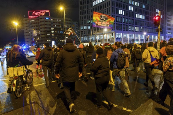 Anti-fascist protests in front of the Axel Springer skyscraper against the World Economic Summit, a