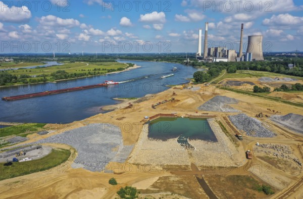 Dinslaken, Voerde, North Rhine-Westphalia, Germany, Emscher estuary into the Rhine. Construction
