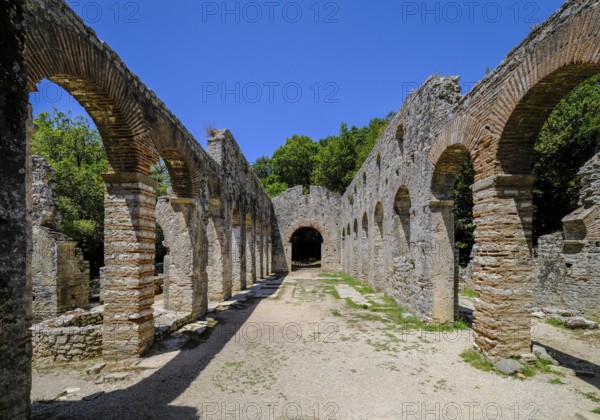 Butrint, Ksamil, Albania, The large Byzantine basilica in ancient Butrint, World Heritage Site