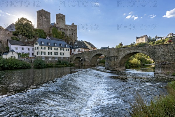 Runkel Castle, hilltop castle from the high Middle Ages, ruins, old Lahn bridge, historic old town,