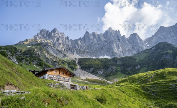Obere Regalm, rocky mountain peaks of the Wilder Kaiser, Kaiser Mountains, Tyrol, Austria, Europe