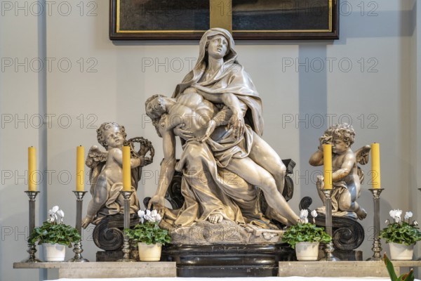 Marble altar with Pieta in the Pieta Chapel, Capuchin Church in Vienna, Austria, Europe