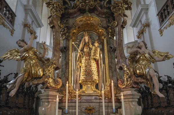 Altar of the Virgin Mary, altar of grace of the pilgrimage basilica Maria Brünnlein in rococo style