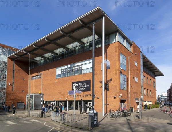 Students outside The Arts Centre, The City of Liverpool College, Myrtle Street, Liverpool, England,