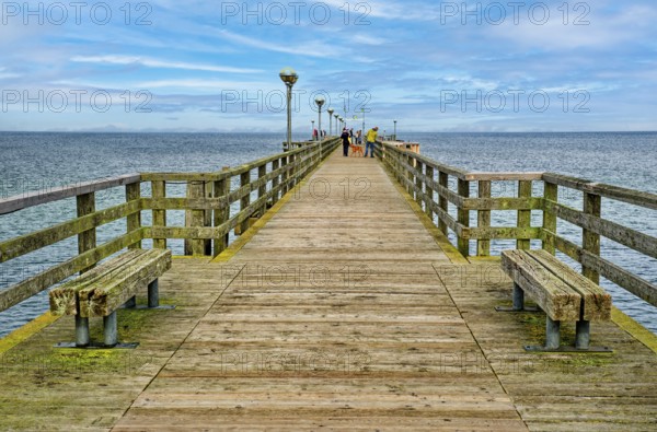Baltic Sea beach, Baltic Sea coast with the wooden pier Graal-Müritz, Graal-Müritz,