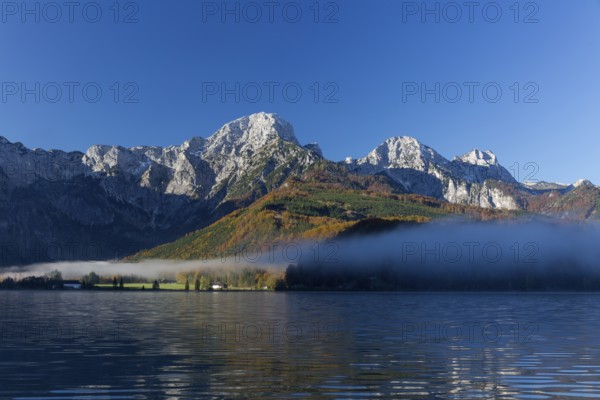 Autumn mood at lake Almsee, Grünau, Austria, Totes Gebirge, Europe