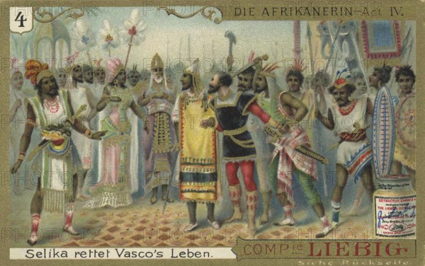 Picture series Vasco de Gama, The African Woman by Giacomo Meyerbeer, Selika saves Vasco's life,