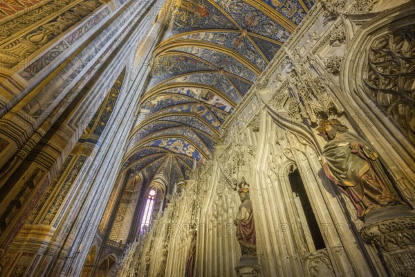 Detail of the choir and ceiling fresco in St Cecilia's Cathedral in Albi, Tarn department, France,