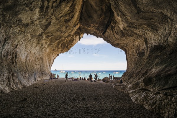 Cave and beach, Cala Luna, Gulf of Orosei National Park, Parco Nazionale del Gennargentu e del