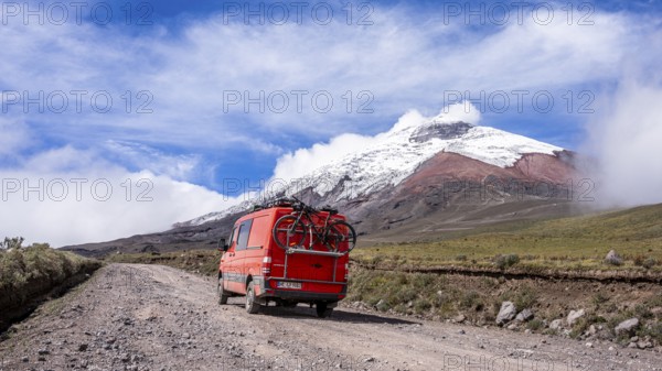 Off-Road camper van on the way to Cotopaxi, Cotopaxi, Cotopaxi National Park, Latacunga, Ecuador,