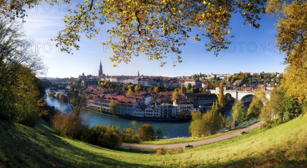 View of Bern's old town and the River Aare, UNESCO World Heritage Site, Canton of Bern,