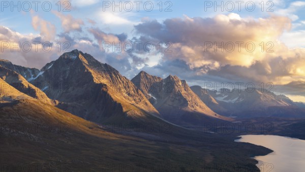 Mountains of the Lyngen Alps, Lyngenfjord, Lyngen, Troms og Finnmark, Norway, Europe