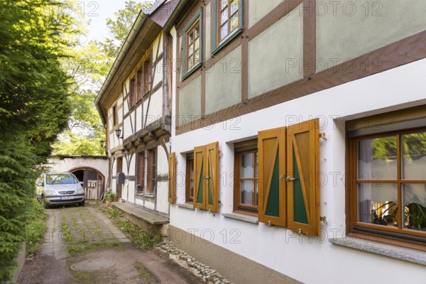Dyers' houses on the Freiberger Mulde, Döbeln, Saxony, Germany, Europe