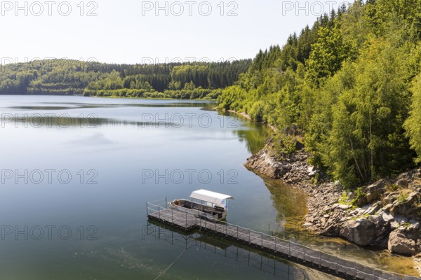 Jetty at the Lichtenberg dam, Erzgebirge, Saxony, Germany, Europe