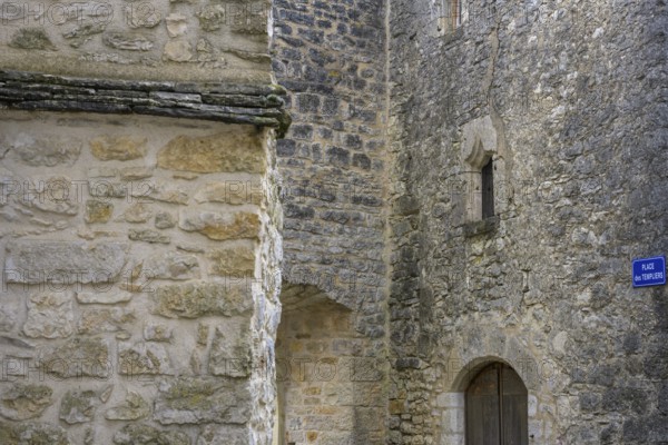 Old stone house on Place des Templiers, La Cavalerie, Aveyron, France, Europe