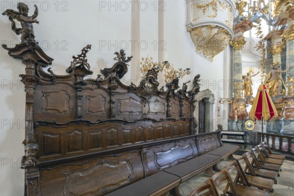 Choir stalls of the Maria Brünnlein pilgrimage basilica in rococo style built between 1748 and