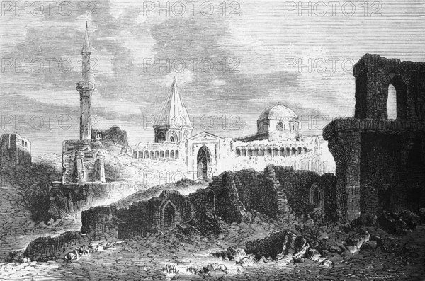 Ruins near Konya, Central Anatolia, mosque, minaret, domed building, cityscape, travelling in Asia,