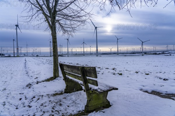 Wind farm, north of Lichtenau, self-proclaimed energy town, over 190 wind turbines and over 1200