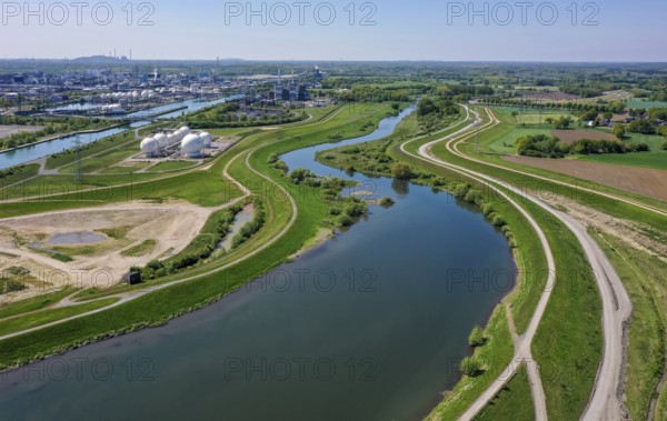 Haltern-Marl, North Rhine-Westphalia, Germany, Lippe, Flood protection in the