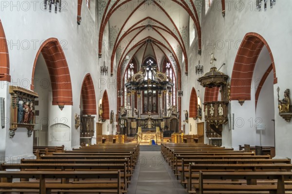 Interior of St Martin's Basilica in Bingen am Rhein, Rhineland-Palatinate, World Heritage Upper