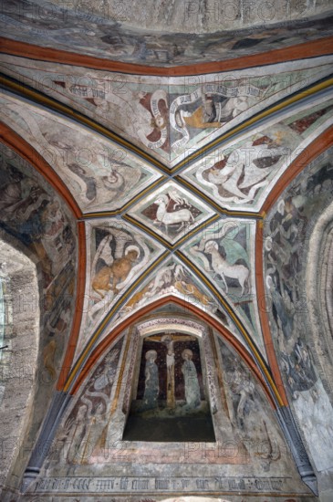 Ceiling fresco around 1445, in the vestibule of St Martin's Church, Gothic basilica, completed