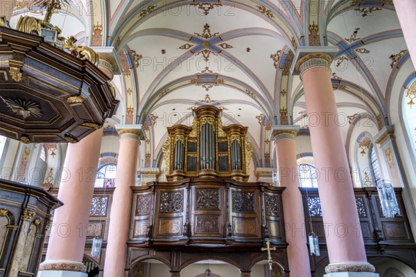 Church organ of the baroque Carmelite Church of St Josef Beilstein, Rhineland-Palatinate, Germany,