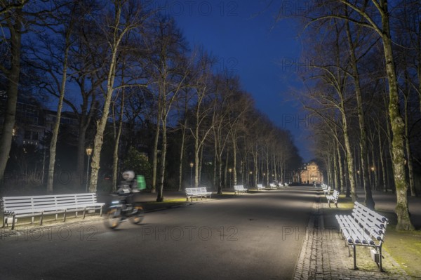 The light benches by artist Stefan Sous in the Hofgarten, entitled UV-A UV-B, 14 completely