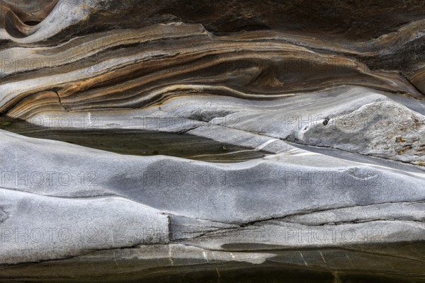 Rocks, rock structures, Verzasca River, near Lavertezzo, Verzasca Valley, Valle Verzasca, Canton