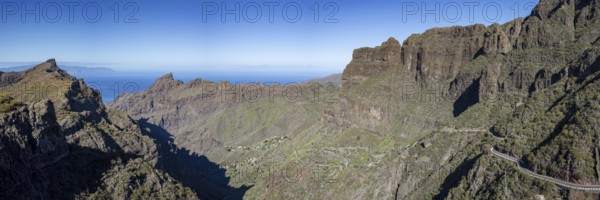 The mountain village of Masca surrounded by volcanic rock formations and the Masca Gorge, Barranco