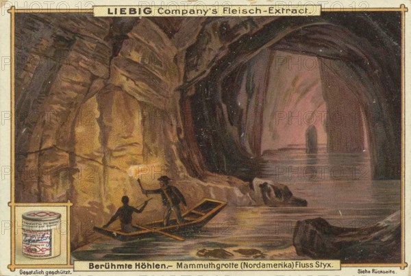 Picture series Famous Caves, Mammoth Grotto, River Styx, America, Liebig picture, digitally